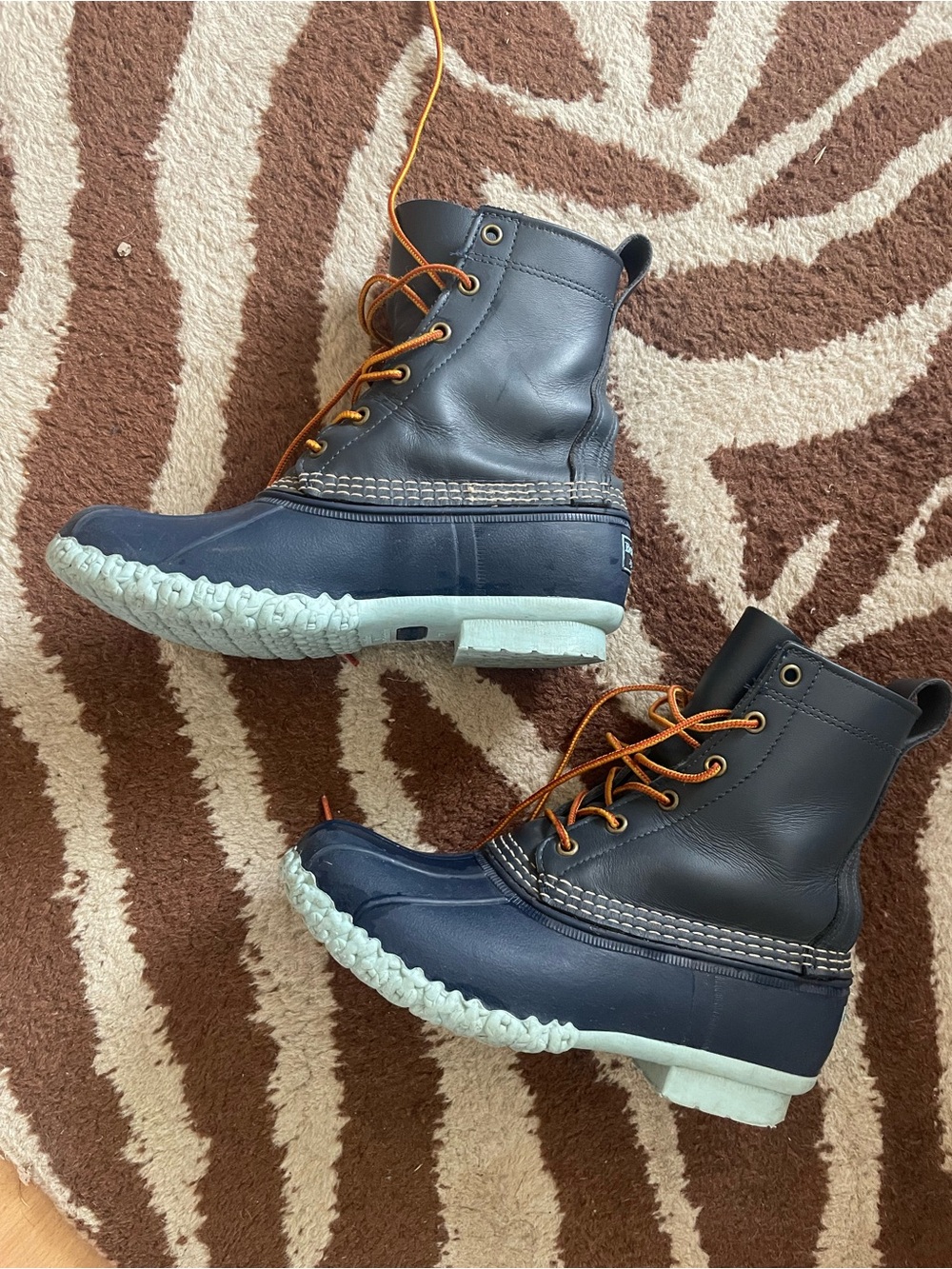 Blue LL Bean Duck Style Rain Boots